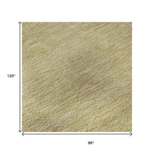 HomeRoots 8' Tan Yellow Beige Striped Area Rug - Washable, UV Protected, Durable for Kids & Pets, Stylish Decor 692671