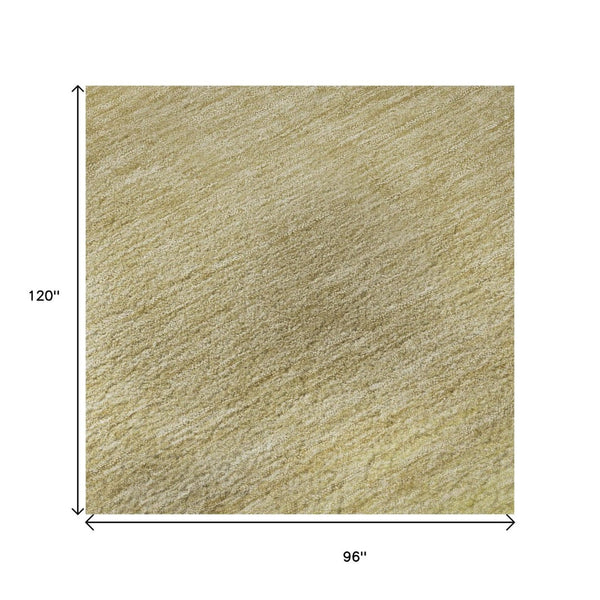 HomeRoots 8' Tan Yellow Beige Striped Area Rug - Washable, UV Protected, Durable for Kids & Pets, Stylish Decor 692671