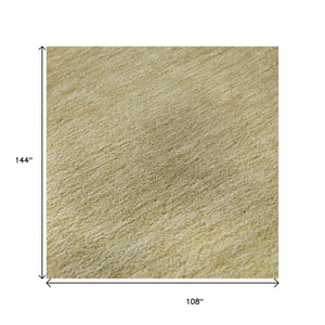 HomeRoots 9' X 12' Washable Striped Area Rug in Warm Tan, Yellow & Beige with UV Protection & Non-Slip Backing 692672
