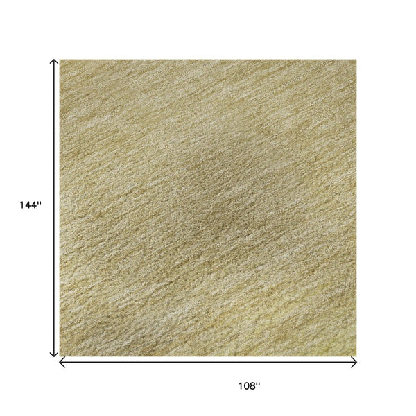 HomeRoots 9' X 12' Washable Striped Area Rug in Warm Tan, Yellow & Beige with UV Protection & Non-Slip Backing 692672