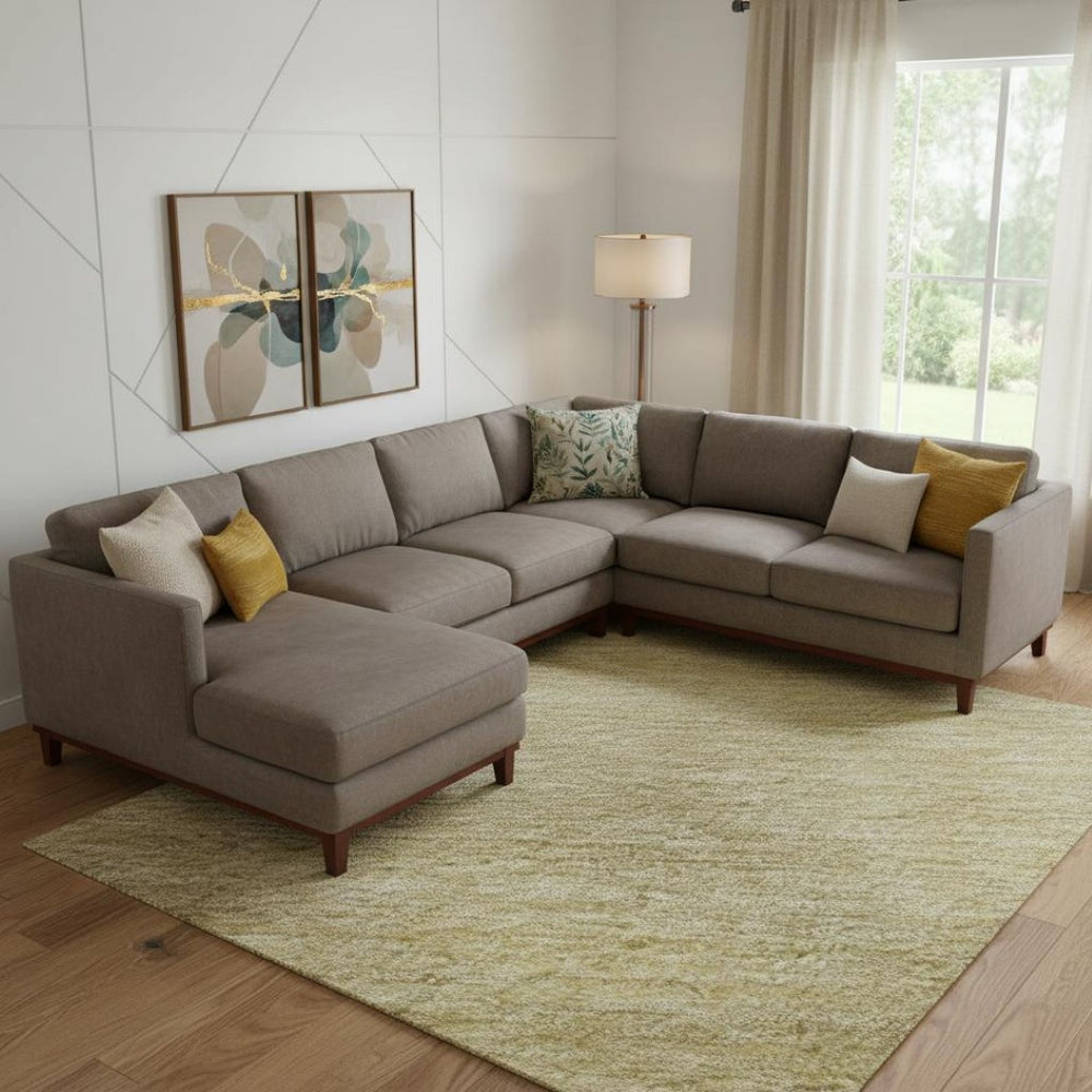 HomeRoots 9' X 12' Washable Striped Area Rug in Warm Tan, Yellow & Beige with UV Protection & Non-Slip Backing 692672