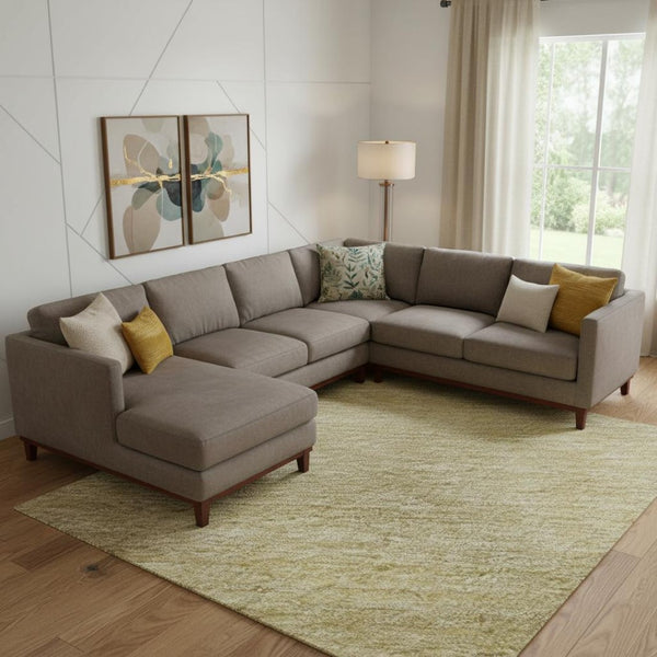 HomeRoots 9' X 12' Washable Striped Area Rug in Warm Tan, Yellow & Beige with UV Protection & Non-Slip Backing 692672