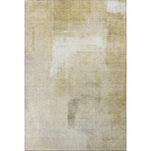 HomeRoots 5' Striped Washable Area Rug in Wheat, Ivory & Beige - UV Protected, Non-Slip, Easy-Care Design! 692675