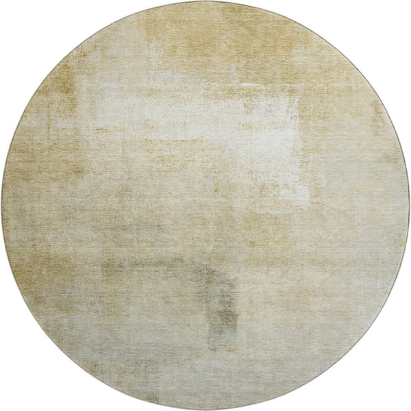 HomeRoots 8' X 8' Wheat Ivory & Beige Striped Washable Round Rug - Durable, UV-Protected for Style & Comfort 692676