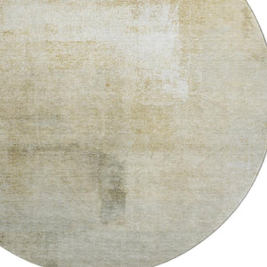 HomeRoots 8' X 8' Wheat Ivory & Beige Striped Washable Round Rug - Durable, UV-Protected for Style & Comfort 692676