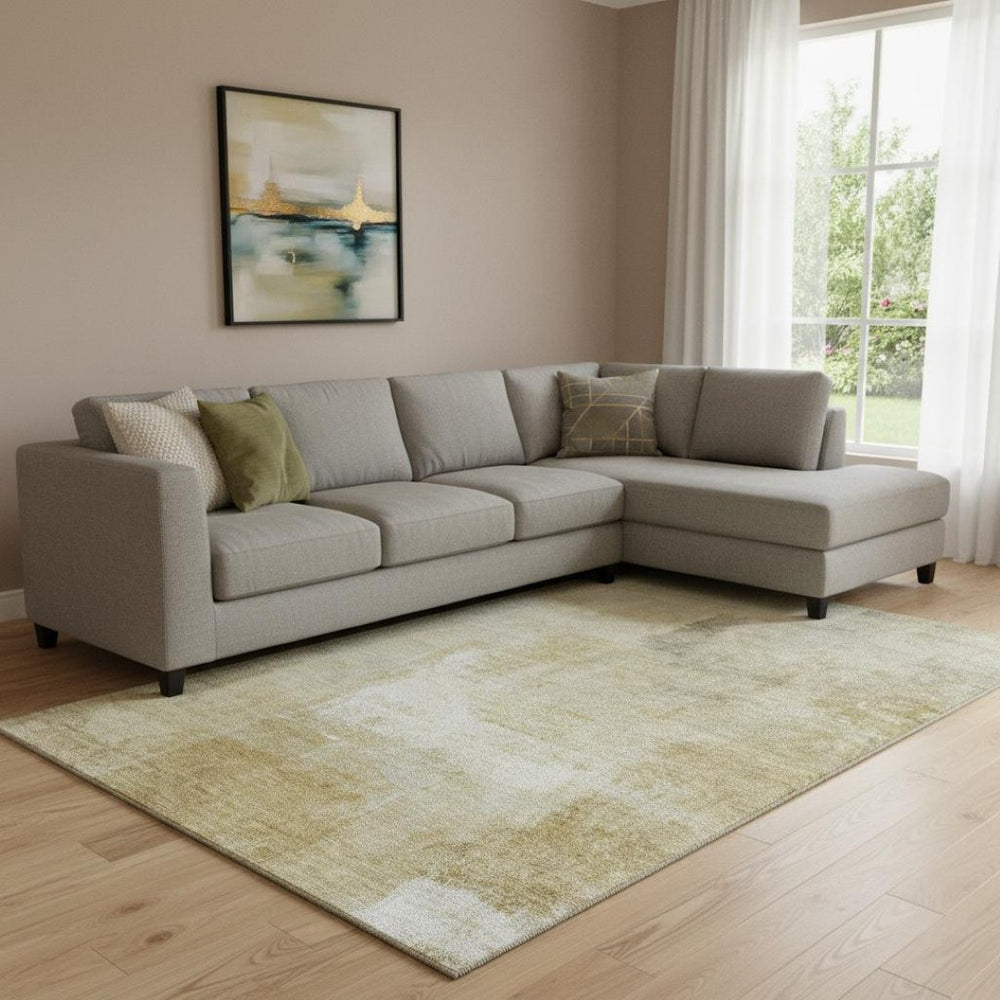 HomeRoots 8' Wheat Ivory and Beige Striped Washable Area Rug - Durable, Stain-Resistant, UV Protected Design 692677