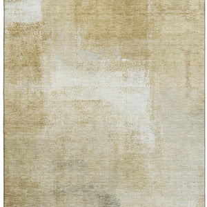 HomeRoots 9' X 12' Wheat Ivory and Beige Striped Area Rug: Washable, UV-Protected, Stain-Resistant Design! 692678