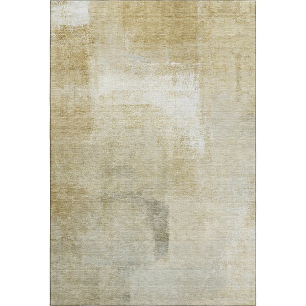 HomeRoots 10' X 14' Wheat Ivory Beige Striped Washable Area Rug - Durable, UV Protected, Stain Resistant! 692679