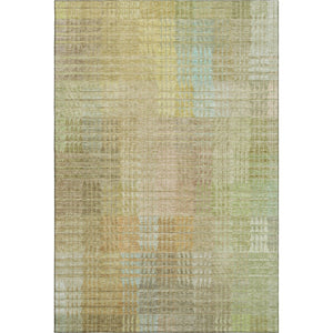 HomeRoots 5' X 8' Geometric Area Rug in Beige, Blue & Khaki - Washable, UV-Protected, Durable & Stylish Home Accent 692681