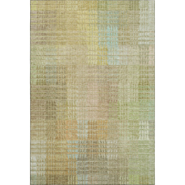 HomeRoots 5' X 8' Geometric Area Rug in Beige, Blue & Khaki - Washable, UV-Protected, Durable & Stylish Home Accent 692681