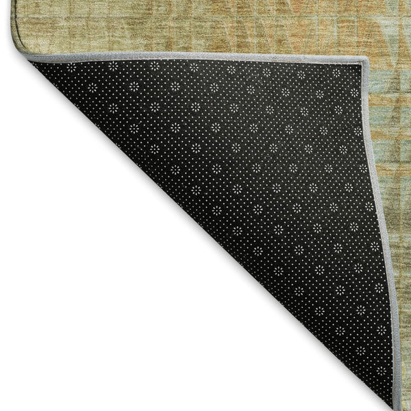 HomeRoots 5' X 8' Geometric Area Rug in Beige, Blue & Khaki - Washable, UV-Protected, Durable & Stylish Home Accent 692681