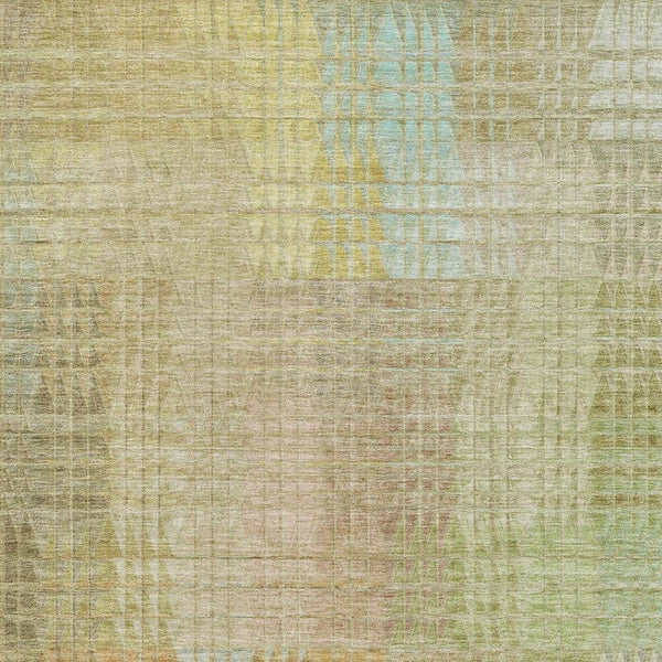 HomeRoots 10' Modern Geometric Washable Area Rug in Beige, Blue & Khaki - UV Protected for High Traffic Spaces 692685