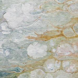 HomeRoots 5' X 8' Modern Rust Teal Gray Abstract Washable Area Rug with UV Protection for High-Traffic Spaces 692687