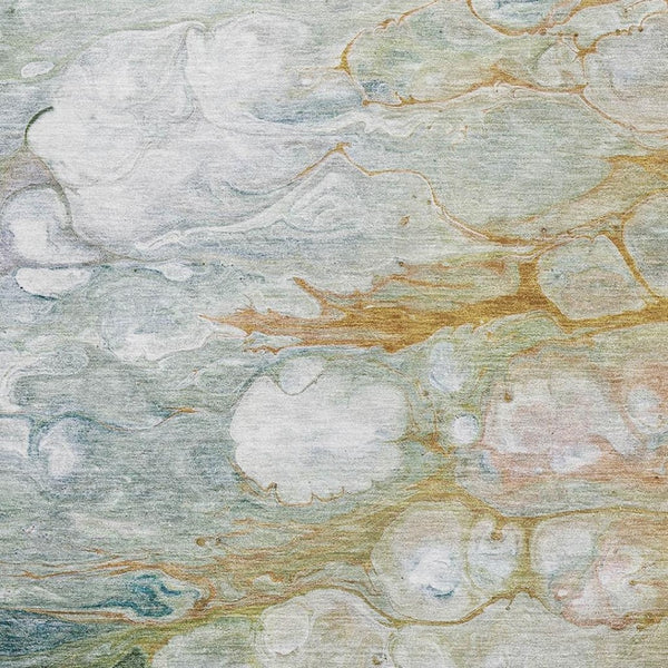HomeRoots 5' X 8' Modern Rust Teal Gray Abstract Washable Area Rug with UV Protection for High-Traffic Spaces 692687