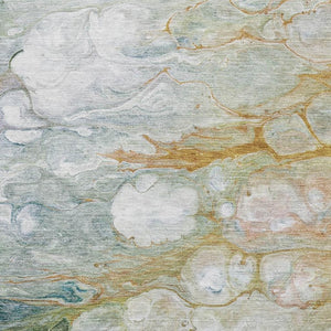 HomeRoots 8' Abstract Area Rug in Rust, Teal & Gray - Washable, UV Protected & Stain Resistant for Homes 692689