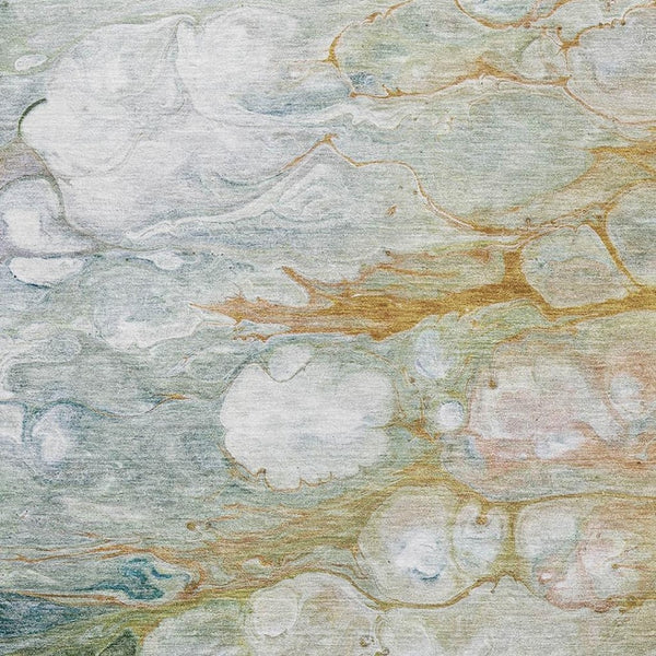 HomeRoots 8' Abstract Area Rug in Rust, Teal & Gray - Washable, UV Protected & Stain Resistant for Homes 692689