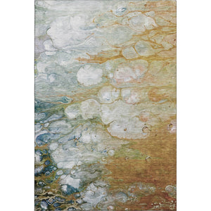 HomeRoots 10' X 14' Contemporary Abstract Area Rug in Rust, Teal & Gray - Washable, UV-Protected, Non-Slip Design 692691