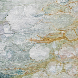 HomeRoots 10' X 14' Contemporary Abstract Area Rug in Rust, Teal & Gray - Washable, UV-Protected, Non-Slip Design 692691