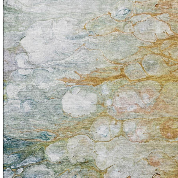 HomeRoots 10' X 14' Contemporary Abstract Area Rug in Rust, Teal & Gray - Washable, UV-Protected, Non-Slip Design 692691
