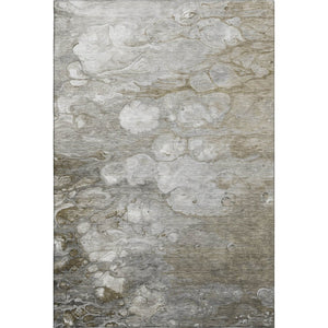 HomeRoots 5' X 8' Stylish Taupe Ivory Gray Abstract Rug - Washable, UV Protected, Stain Resistant, Non-Slip! 692693
