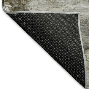 HomeRoots 5' X 8' Stylish Taupe Ivory Gray Abstract Rug - Washable, UV Protected, Stain Resistant, Non-Slip! 692693