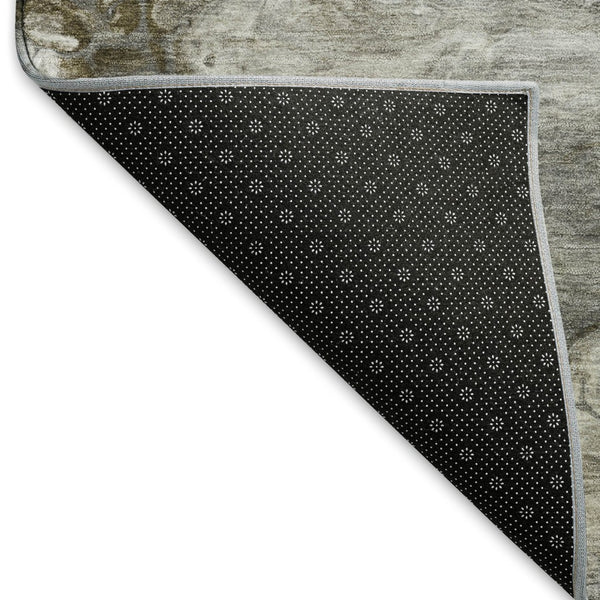 HomeRoots 5' X 8' Stylish Taupe Ivory Gray Abstract Rug - Washable, UV Protected, Stain Resistant, Non-Slip! 692693
