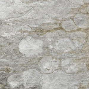 HomeRoots 5' X 8' Stylish Taupe Ivory Gray Abstract Rug - Washable, UV Protected, Stain Resistant, Non-Slip! 692693