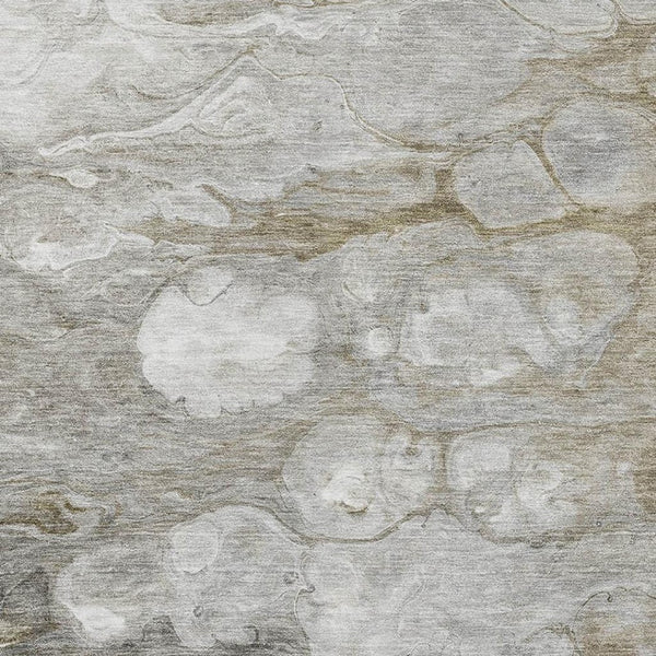 HomeRoots 5' X 8' Stylish Taupe Ivory Gray Abstract Rug - Washable, UV Protected, Stain Resistant, Non-Slip! 692693