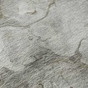 HomeRoots 8' X 8' Washable Round Rug in Taupe, Ivory & Gray - Modern Abstract Design with UV Protection! 692694