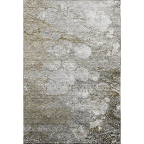 HomeRoots 8' Elegant Abstract Washable Area Rug in Taupe, Ivory & Gray - UV Protection & Stain Resistant! 692695