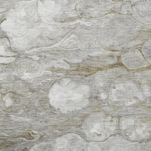 HomeRoots 9' X 12' Modern Abstract Washable Area Rug in Taupe, Ivory & Gray with UV Protection for Durability 692696