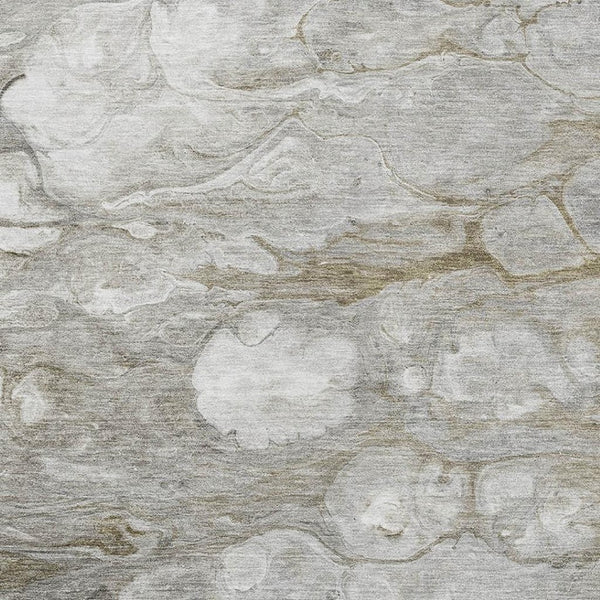 HomeRoots 9' X 12' Modern Abstract Washable Area Rug in Taupe, Ivory & Gray with UV Protection for Durability 692696
