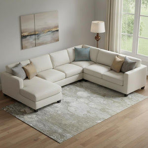 HomeRoots 10' X 14' Abstract Washable Area Rug in Taupe, Ivory & Gray - Durable, Stain-Resistant & UV-Protected! 692697