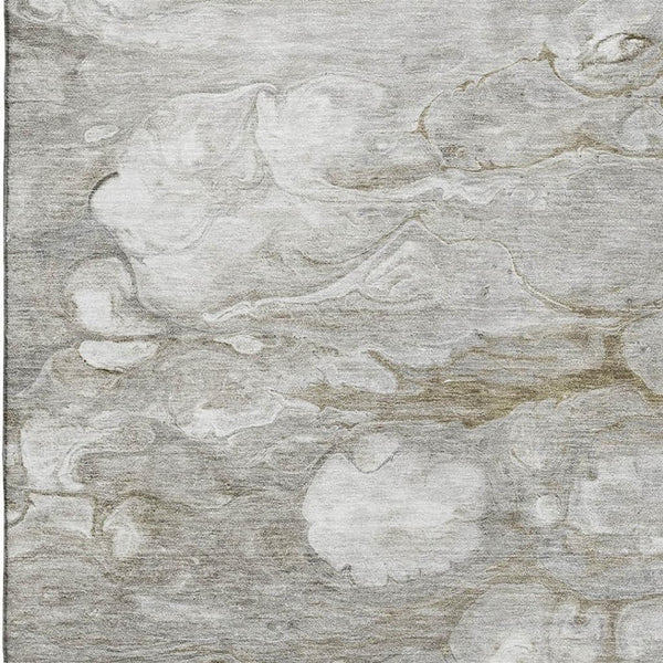 HomeRoots 10' X 14' Abstract Washable Area Rug in Taupe, Ivory & Gray - Durable, Stain-Resistant & UV-Protected! 692697