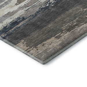 HomeRoots 8' X 8' Black Beige Blue Abstract Washable Round Rug - UV Protected, Stain Resistant, Durable Design 692700