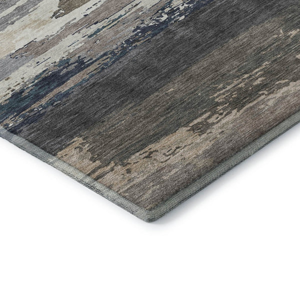 HomeRoots 8' X 8' Black Beige Blue Abstract Washable Round Rug - UV Protected, Stain Resistant, Durable Design 692700