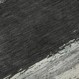 HomeRoots 8' X 8' Black Beige Blue Abstract Washable Round Rug - UV Protected, Stain Resistant, Durable Design 692700