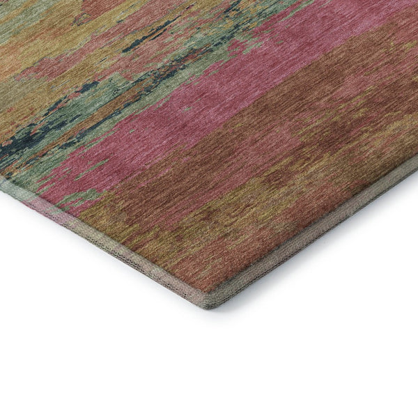 HomeRoots 5' X 8' Vibrant Blush Orange & Teal Abstract Area Rug - Washable, UV Protected for Everyday Use 692705