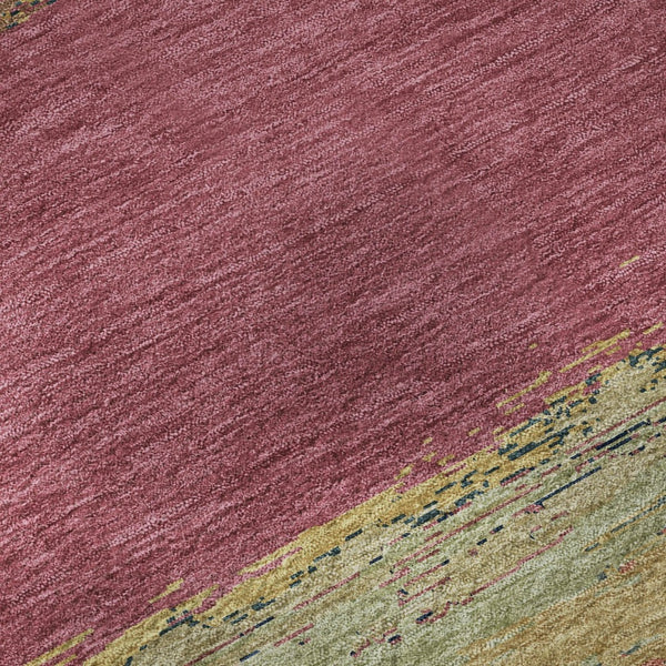 HomeRoots 5' X 8' Vibrant Blush Orange & Teal Abstract Area Rug - Washable, UV Protected for Everyday Use 692705