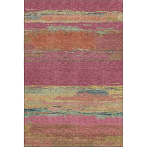 HomeRoots 8' Stylish Blush Orange & Teal Abstract Washable Area Rug - Durable, Stain Resistant & UV Protected! 692707