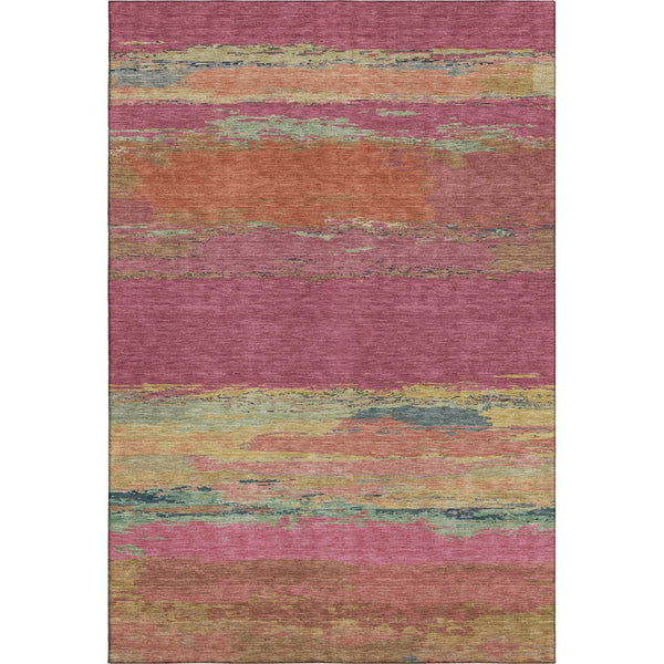 HomeRoots 8' Stylish Blush Orange & Teal Abstract Washable Area Rug - Durable, Stain Resistant & UV Protected! 692707