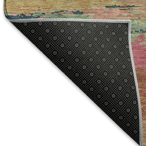 HomeRoots 8' Stylish Blush Orange & Teal Abstract Washable Area Rug - Durable, Stain Resistant & UV Protected! 692707