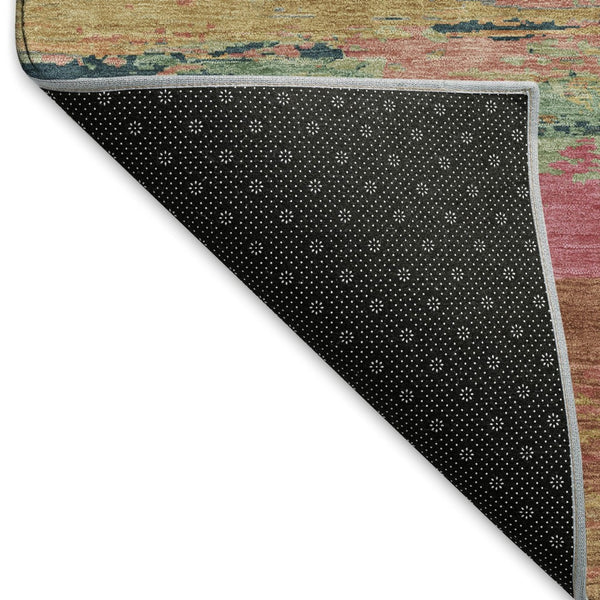 HomeRoots 8' Stylish Blush Orange & Teal Abstract Washable Area Rug - Durable, Stain Resistant & UV Protected! 692707