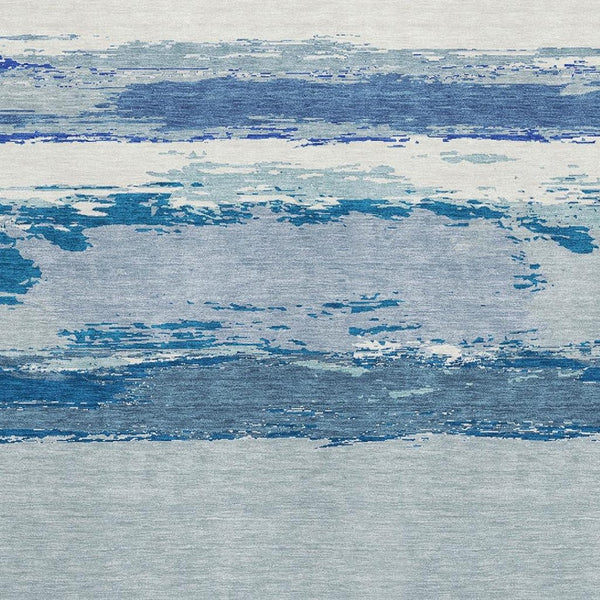 HomeRoots 9' X 12' Blue and Ivory Abstract Area Rug - Washable, UV Protected, Durable, Stylish for Home & Patio 692714