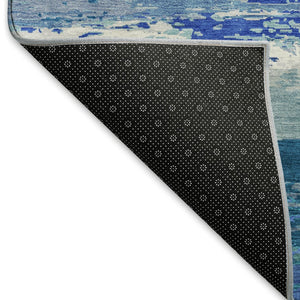 HomeRoots 10' X 14' Blue and Ivory Abstract Area Rug – Washable, UV-Protected, Durable Design for Modern Spaces 692715