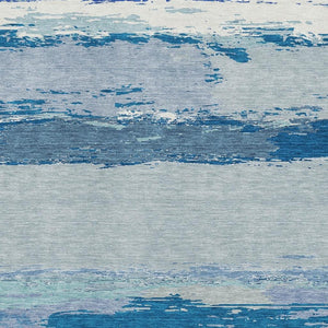 HomeRoots 10' X 14' Blue and Ivory Abstract Area Rug – Washable, UV-Protected, Durable Design for Modern Spaces 692715