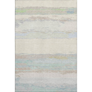 HomeRoots 5' X 8' Stylish Ivory, Mint Green & Teal Abstract Washable Area Rug with UV Protection & Durability 692717