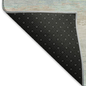 HomeRoots 5' X 8' Stylish Ivory, Mint Green & Teal Abstract Washable Area Rug with UV Protection & Durability 692717