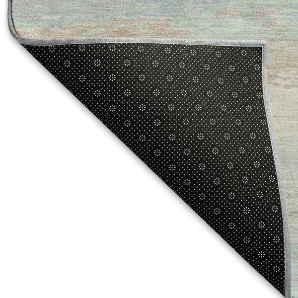 HomeRoots 5' X 8' Stylish Ivory, Mint Green & Teal Abstract Washable Area Rug with UV Protection & Durability 692717