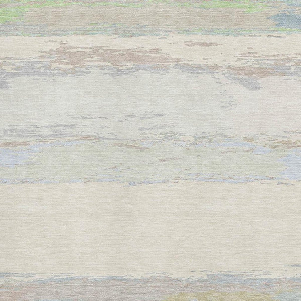 HomeRoots 5' X 8' Stylish Ivory, Mint Green & Teal Abstract Washable Area Rug with UV Protection & Durability 692717